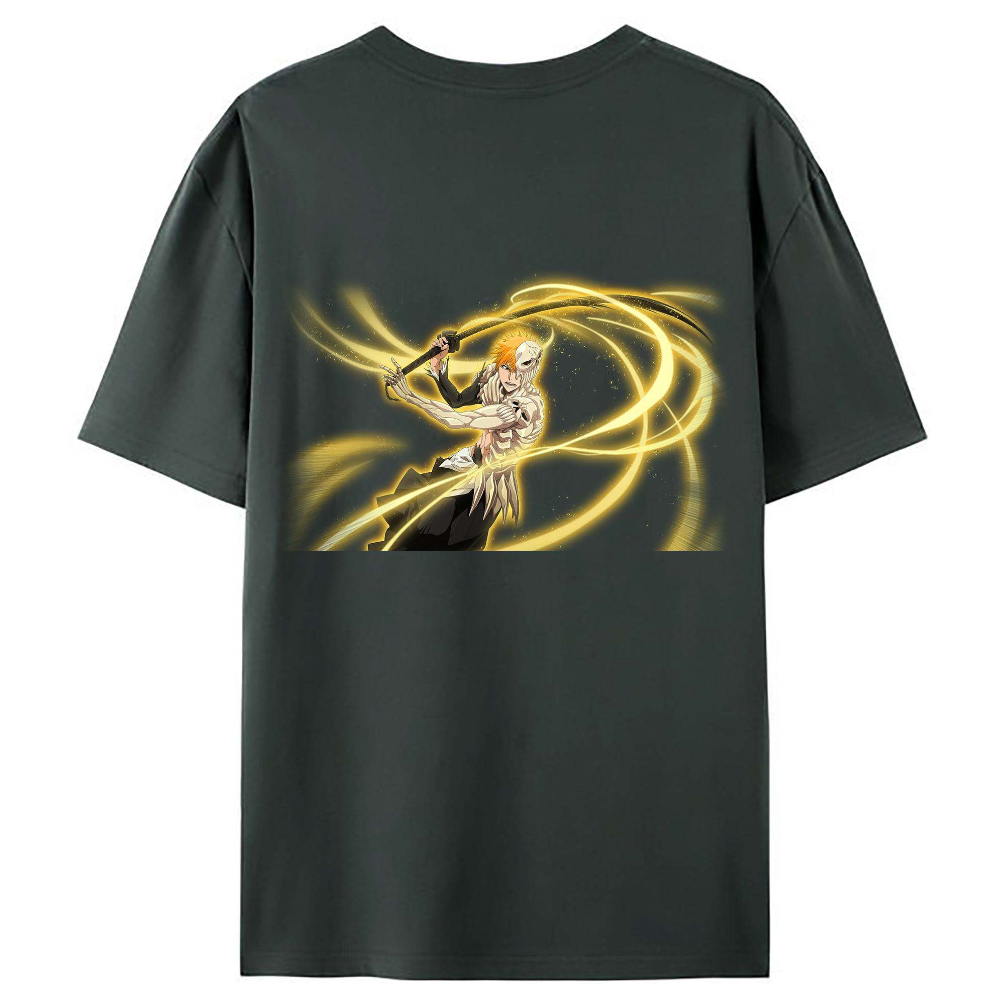 （画像用） ブリーチ 黒崎一護（くろさき いちご）BLEACH Kurosaki Ichigo 綿100％ メンズ半袖Tシャツ（バックプリント） 通気性